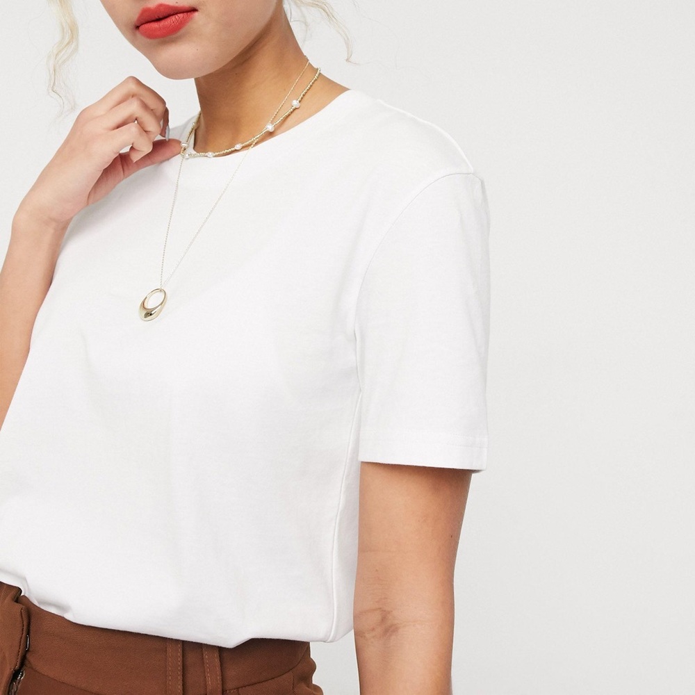 & Other Stories organic cotton basic t-shirt tee white crewneck US 10 EUR 40